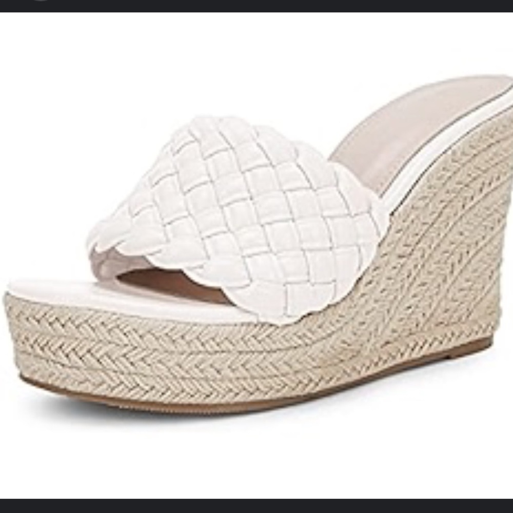 Emerson wedge platform chunky mule sandal heels cream size 11 NWT - Picture 5 of 5